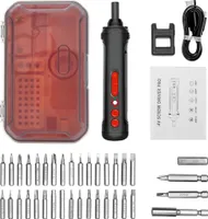 Akku-Schrauber Elektrischer Akku Schraubendreher 37in 1 Magnetische Set (Type-C Aufladung LED-Arbeitslicht Taschenlampe Mini Stabschrauber）Automatisch