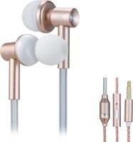 IBRAIN FC33-E Strahlungsfreie Luftschlauch-Kopfhoerer Aluminium-Metall-Ohrstoepsel mit Mikrofon und Lautstaerkeregler Kopfhoerer Stereokabel Handy-Headsets In-Ear-Kopfhoerer fuer Smartphone MP3 Tablet PC