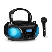 auna Roadie Sing ( Karaoke Player, CD-MP3, Boombox, Stereoanlage,USB-Port, UKW Radio, Bluetooth 3.0, Sing-A-Long Funktion, Netz- und Batterie-Betrieb,LED-Beleuchtung, Mikrofon) schwarz
