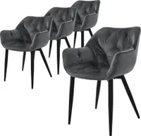 ML-Design 4er Set Esszimmerstuhl mit Rückenlehne, Anthrazit, aus Samt