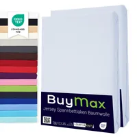 DOPPELPACK Spannbettlaken Jersey 100% Baumwolle Spannbetttuch in Farbe Weiß, Größe 200 x 200 cm