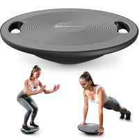Hop-Sport Balance Board aus Kunststoff - 150 kg Belastbarkeit, rutschfestes Wackelbrett mit Griffen, Gleichgewichtstrainer für Physiotherapie, ø 40 cm- grau