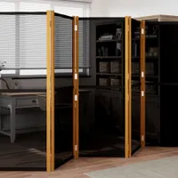 6-tlg. Raumteiler Schwarz 420x180 cm