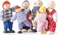 WOODY Sada drevených bábik do domčeka 6 ks