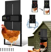 Jayseuw automatická klapka pro kuřata s časovým a manuálním režimem, vodotěsnost IPX4, LCD displej