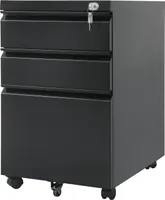 Biurowy kontenerek mobilny z zamkiem Biurowa szafka na dane Biurowy kontenerek mobilny 3 szuflady 39x64x50cm Czarny