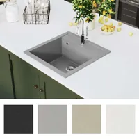vidaXL Granitový kuchynský drez Single Bowl Grey