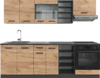 Vicco Küchenzeile R-Line, 240 cm , AP Anthrazit, Goldkraft Eiche/Anthrazit