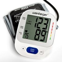 Weinberger Oberarm Blutdruckmessgerät großem Display, Speicher und Risiko-Indikator, inkl. Tasche, großes und gut lesbares Display, Farbe: Weiß, Gewicht: 500 g, Modell: 02273