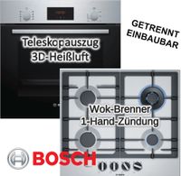 HERDSET Bosch Backofen 2-fach Teleskopauszug mit Gaskochfeld - autark, 60 cm NEU