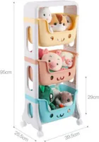 360Home Regal Kinderregal schön Körbe Aufbewahrung beweglich Spielzeugkiste Kinderzimmer 95x39,5x25,5cm