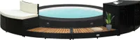 Whirlpool-Einfassung Schwarz Poly Rattan und Massivholz Akazie 316651