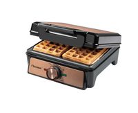 Bestron Waffeleisen für belgische Waffeln, Brüsseler Waffeleisen für zwei dicke Waffeln, mit Antihaftbeschichtung & Cool Touch Handgriff, Copper Collection, Farbe: Kupfer