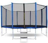 Aga SPORT PRO Trampolin,Kindertrampolin,Gartentrampolin mit Sicherheitsnetz  366 cm Blau + Schutznetz + Leiter