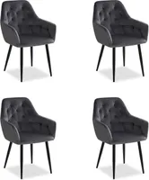 Homestyle4u Polsterstuhl 4er Set Samt Grau Esszimmerstühle Armlehnenstühle