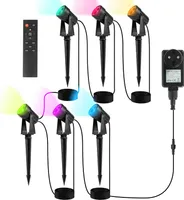 SWANEW 6tlg. LED Gartenstrahler mit Erdspieß, Außenstrahler Gartenbeleuchtung mit Stecker Wasserdicht IP65 RGB