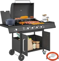 Grill gazowy Outsunny 15,2 KW wózek grillowy z 5 palnikami ze stali nierdzewnej kuchenka boczna rolkowa