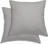 2er Set Kissenbezug Kissenhülle Kopfkissenbezug Hüllen Uni Renforce Baumwolle, Farbe:silber, Größe:80x80 cm