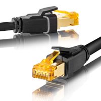 CAT 8 Ethernet Kabel Patchkabel Netzwerkkabel LAN Kabel 10m schwarz rund SEBSON