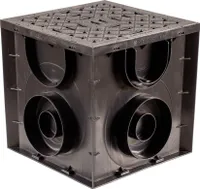 ScarMaxx - Hofablauf 250x250mm mit Schmutzfangeimer, mit Anschluss für KG Rohr - Plastik Gitter