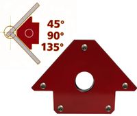 Schweißmagnet (Haftkraft 22 kg) für Winkel 0° 45° 90° 135°, Magnettyp:2x Schweißmagnet rot bis 22kg