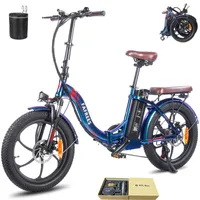 E-bike klapprad Rostfreie Aluminiumlegierung Pannensichere Reifen bis zu 120 -150 km Wasserdicht IPX5 20 zoll 7 Gang, Blau