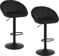 WOLTU Barhocker, höhenverstellbar drehbar, mit Rückenlehne, Samt Metall, Schwarz