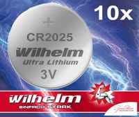 10 x Knopfzelle CR2025 Wilhelm Batterie Lithium 3V CR 2025 Industrieware