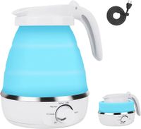 Blau mit Thermostat Mini-Klapp-Wasserkocher Silikon-Wasserkocher tragbar klein Outdoor-Reise-Wasserkocher versenkbar Wasserkocher