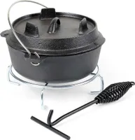 Dutch Oven 3l mit Untersetzer und Deckelheber, Kochtopf aus Gusseisen für Lagerfeuer und Camping