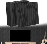 LARS360 3D-Wandpaneele 12 Stück 50 x 50 cm, PVC-Dekorplatten Wandverkleidung Wanddekoration für Wohnzimmer, Schlafzimmer und Büro, Stil D - Schwarz