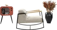 GOWOLL Schaukelsessel Relaxsessel Wohnzimmer Möbel Beige mit Metallrahmen Stillsessel mit Relaxfunktion