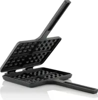 BBQ-Toro Waffeleisen, Waffelmaker, Sandwicheisen, rechteckige Doppelform aus Gusseisen, schwarz