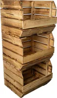 3er Set Küchenregal 40x33x30 cm in geflammt Gemüsekiste Obsthorde Gemüsekorb Obstschale Holzkiste Obstkiste