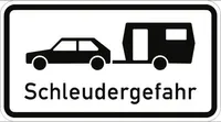 Verkehrsschild VZ1006-30, Schleudergefahr für Wohnwagengespanne ..., Alu, RA1...