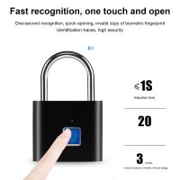 Fingerabdruck Vorhängeschloss USB wiederaufladbare schnelle Reaktion Zinklegierung Schlüssellose biometrischer tragbarer Smart Touch -Schlos-Schwarz