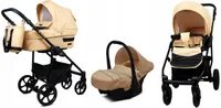 BabyLux® TRAILUX | 3in1 Kinderwagen Bambimo | Beige | Kombikinderwagen | Kinderwagenset | Buggy + Babywanne + Autositz / Auto-Babyschale