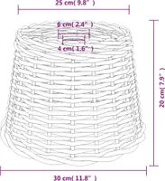vidaXL Lampenschirm Braun Ø30x20 cm Korbweide