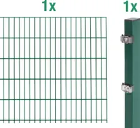 Alberts Doppelstabmattenzaun - Anbauset, Höhe 140 cm, Länge 2 m, grün, zum Einbetonieren