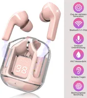 CMYbabee Bluetooth Kopfhörer, Bluetooth 5.1 mit ENC HD Anruf Kabellose Kopfhörer mit Noise Cancelling Mic, HiFi Stereo Ohrhörer, LED Anzeige, Rosa