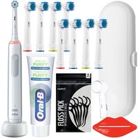 Oral-B Pro 3 3800 White Gift Edition elektrische Zahnbürste, 8 Ersatzaufsätze, Etui