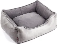 BOUTIQUE ZOO Elegant Hundebett/Größe 2: 75 x 66 x 20cm/Grau, Kunstleder/Hundebett für kleine/mittlere/große Hunde | Hundesofa, Hundekissen | GRAU M