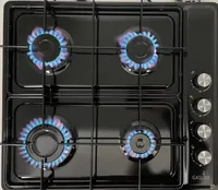Gasline Camping Kocher Gaskocher Tischgerät 4 flammig schwarz mit Zündsicherung 60cm Propangas ohne Gaskartusche