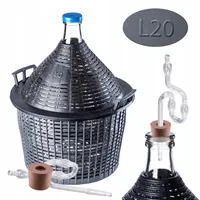 Sada sklenených karbošov KADAX "Alatri", s plastovým košom a fermentačným príslušenstvom, gumovou zátkou, plastovou fermentačnou trubicou, fľašou, 20 litrov