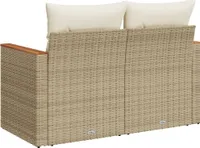 vidaXL Gartensofa mit Kissen 2-Sitzer Beige Poly Rattan