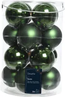 Weihnachtskugeln Glas 8cm 16 Stück - Piniengrün