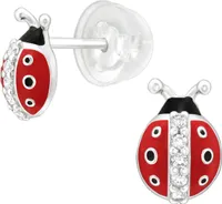 Ohrringe Ohrstecker 925 Sterling Silber Marienkäfer mit Zirkoniasteinen