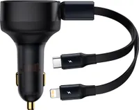 Baseus Enjoyment Autoladegerät mit USB-C + Lightning-Kabel, 3A, 30W, schwarz