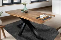 Esstisch Baumkante Akazie massiv Natur 160 x 85 cm Spider-Gestell schwarz TIM