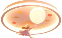 Moderne LED-Deckenleuchte, runde Cartoon-Kinderlampe, rosa, stufenlos dimmbar, mit Fernbedienung, Acrylschirm, ideal für Kinderzimmer, Schlafzimmer